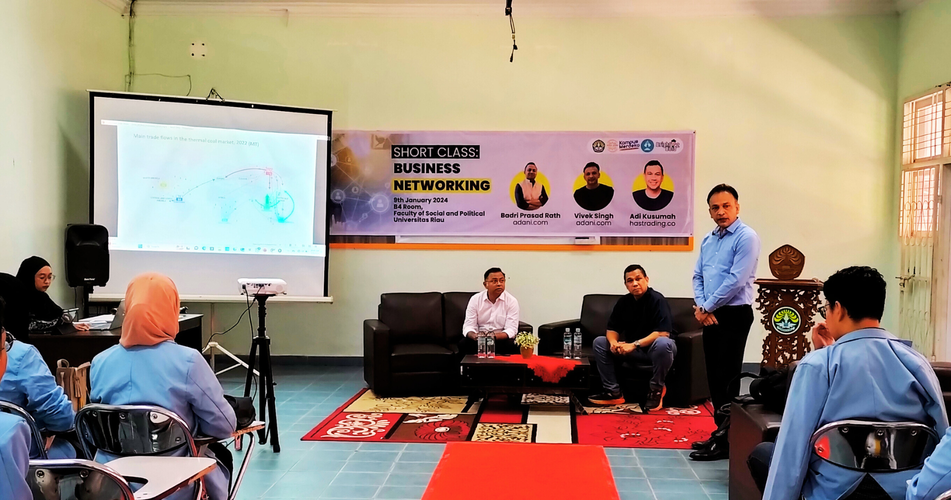 Short Class: Business Networking by Adani Global at FISIP Universitas Riau on 9 January 2024